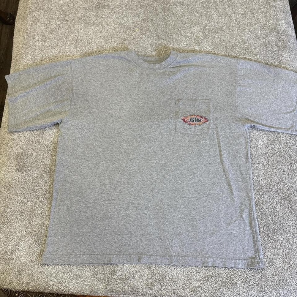 Big Dogs Gray T-Shirt 2X Flame Embroidered Graphic Tee